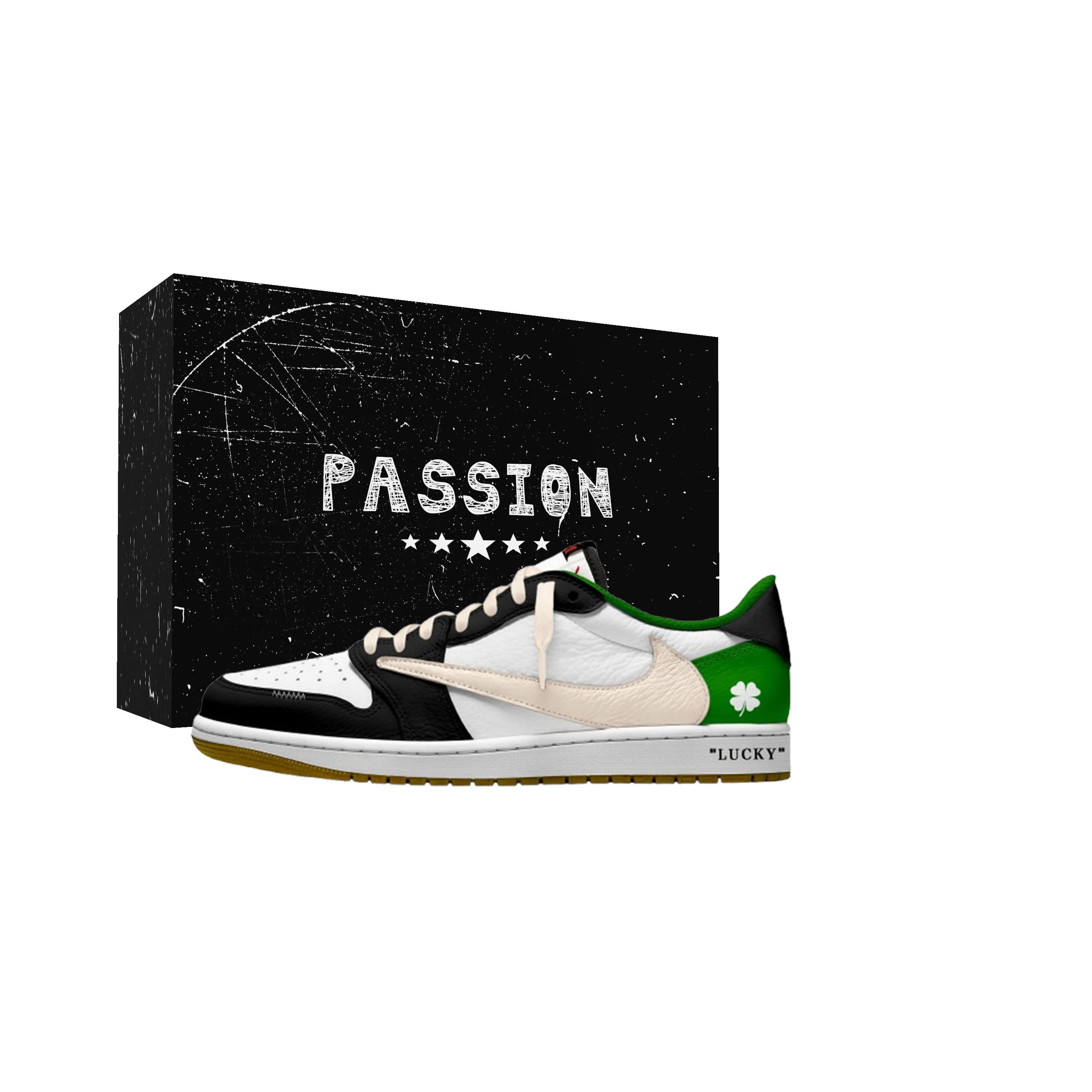 

Jordan x Travis Scott Air Jordan 1 Green Tail Four Leaf 7.0 Lo Slip Resistant Low top Vintage Basketball Shoes Women s DZ4137-700(Team1897-) 43