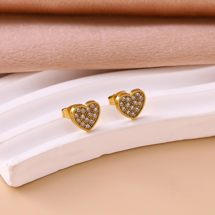 European & American Luxury Sweetheart Zircon Pendant Necklace, Bracelet & Earrings Set in Stainless Steel