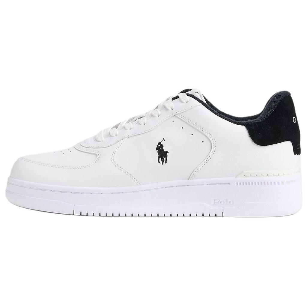 Polo Ralph Lauren Court Masters Leather Round Toe Lace-Up Low-Top Sneakers Men Sneakers White Black 100064814