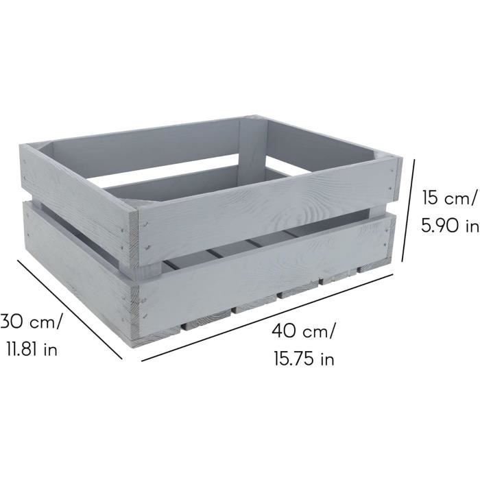 Caisse En Bois - CREATIVE DECO - Gris - Vintage - 40 X 30 X 15 Cm
