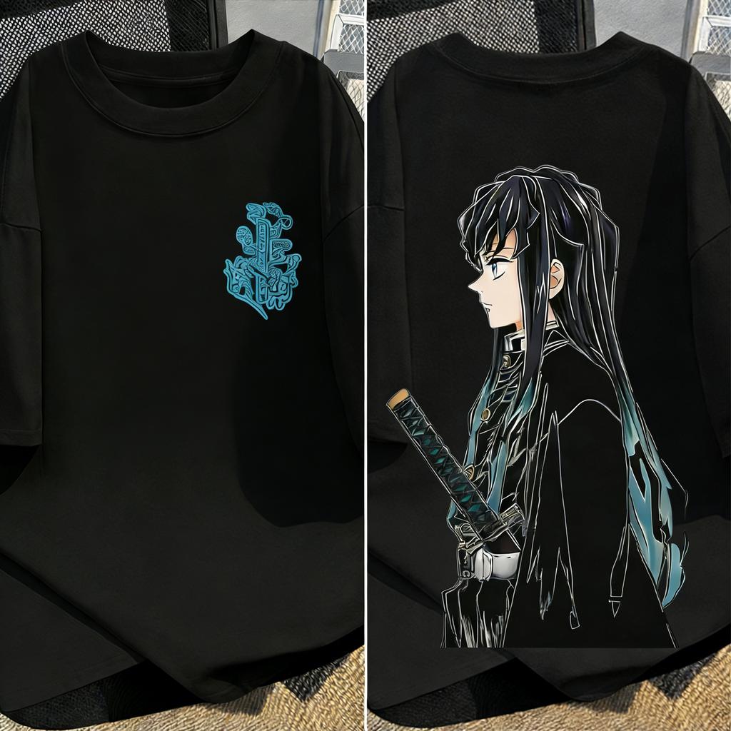 Demon Slayer Anime Printed Men and Women Oversized Tshirt Couple Street Fashion Summer Casual Parent Child Top Harajuku Y2K