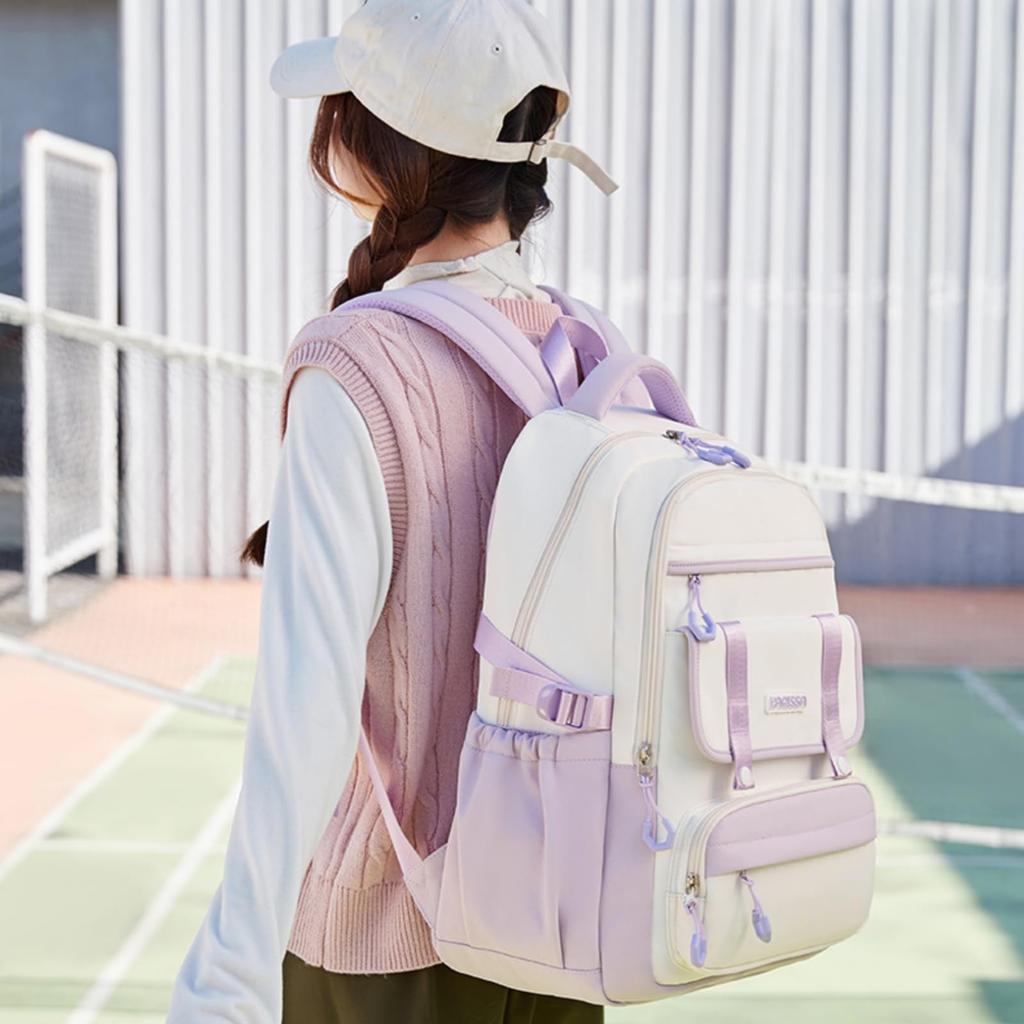 [monolane] Stylish Large Capacity Backpack for Girls, Perfect for Commuting and School, Cute Purple Backpack with Laptop Capacity
