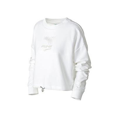 Logo Pullover Crewneck Long Sleeve Sweatshirt Women Sweatshirt White 599174-02
