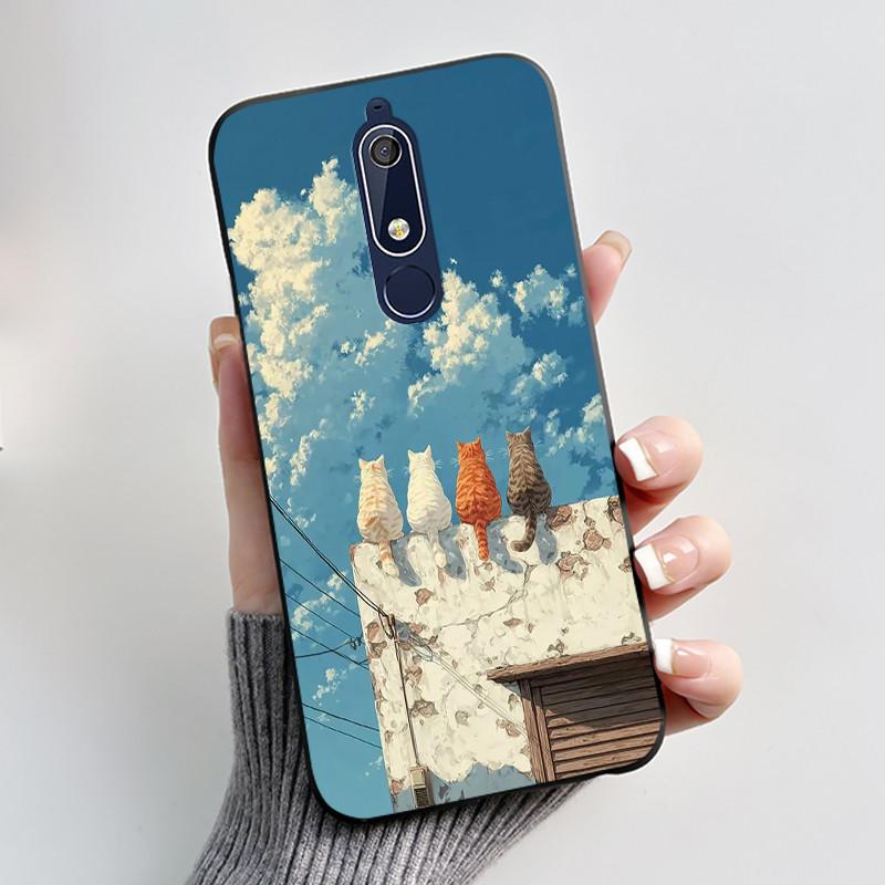 Casing For Nokia 5.1 6.1 Aesthetic Luxury Cute Cool Boys Girls Soft silicone Phone Case Back Cover Black Matte Protective Shell