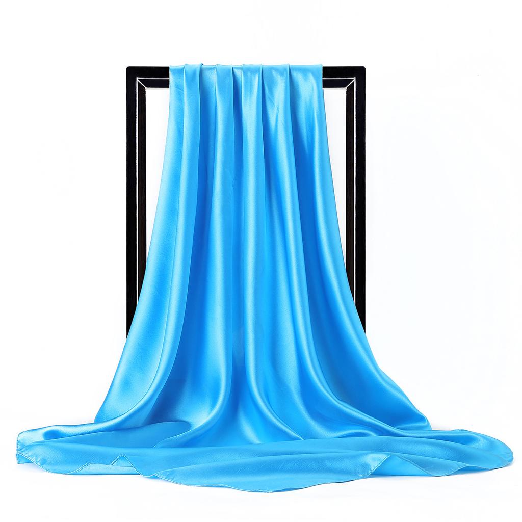 Luxury Brand Silk Scarf Women Satin Solid Color Hijab Scarves Muslim Pareo Bandana Female Shawl Wrap Headband Foulard 90*90cm