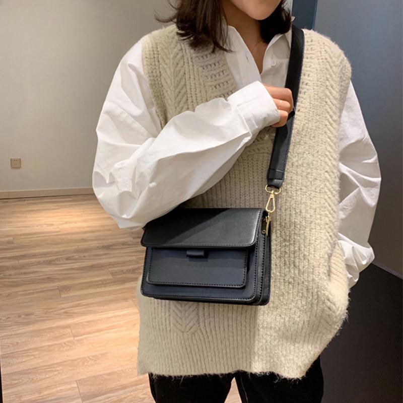 Vintage ramenní taška pro ženy PU kůže Small Square Bag Fashion Crossbody kabelka Nová trendy dámská kabelka vak