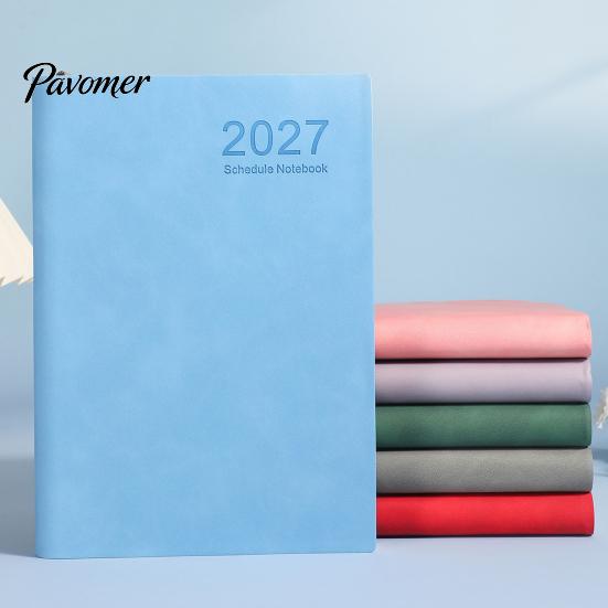 2027 Daily Planner A5 Planner, Imitation Leather 320 Page Schedule Notebook with Thick Paper Writing Diary Ribbon Bookmark, One A Day Organizer