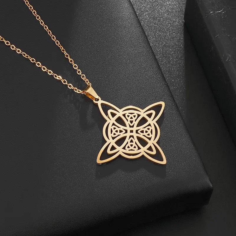 Style Trinity Celtic Knot Shield Pendant Witch Knot Necklace Men Women Irish Protection Amulet Jewelry
