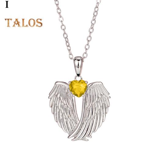 Angel Wings Necklace Rhinestone Hug Guardian Wings Pendant Necklace Zircon Birthstone Jewelry Gift for Her