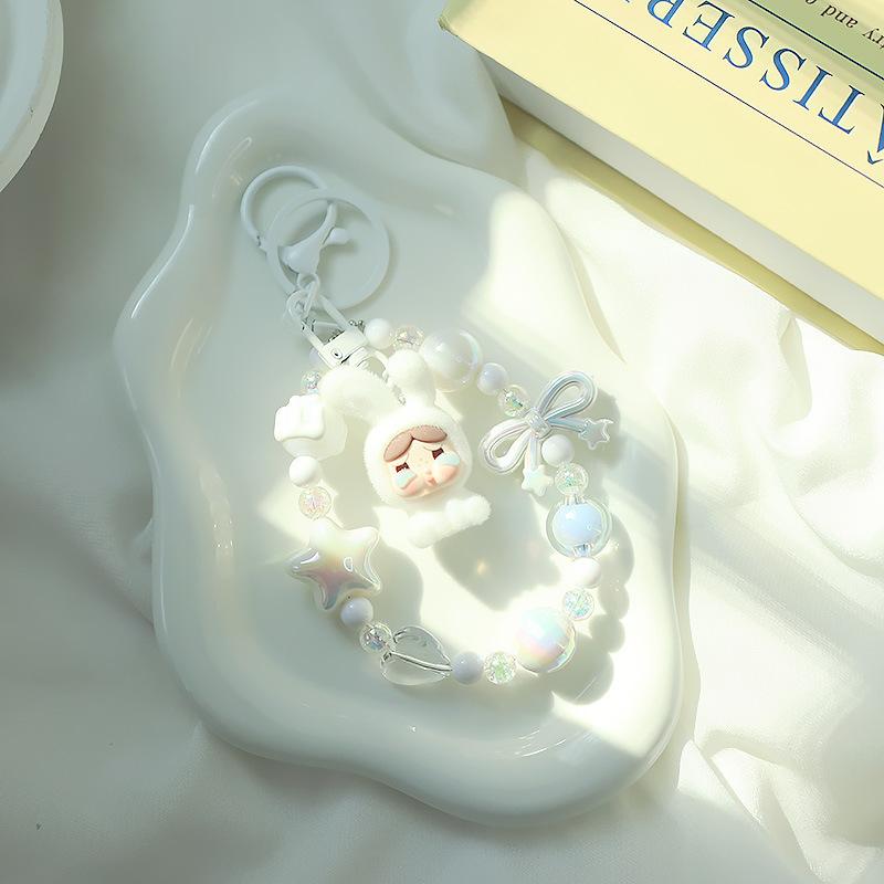 Creative Keychain Hand-painted Beaded Pendant Girl Heart Cute Backpack Bag Jewelry Pendant Gift