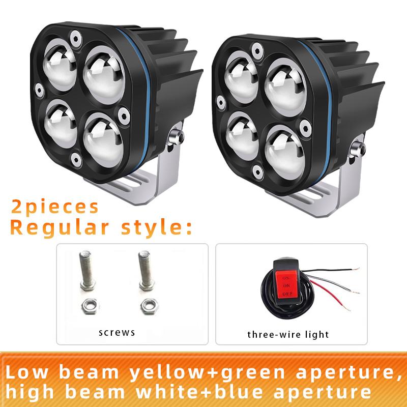 1/2pcs LED Motorcycle Headlight 2-Color Projector Moto Bike Mini Driving Spot Fog Lamp Motorcycle Super Bright Spotlight