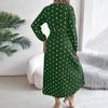 Abito lungo da donna autunno inverno a maniche lunghe con pieghe a pois e vita alta