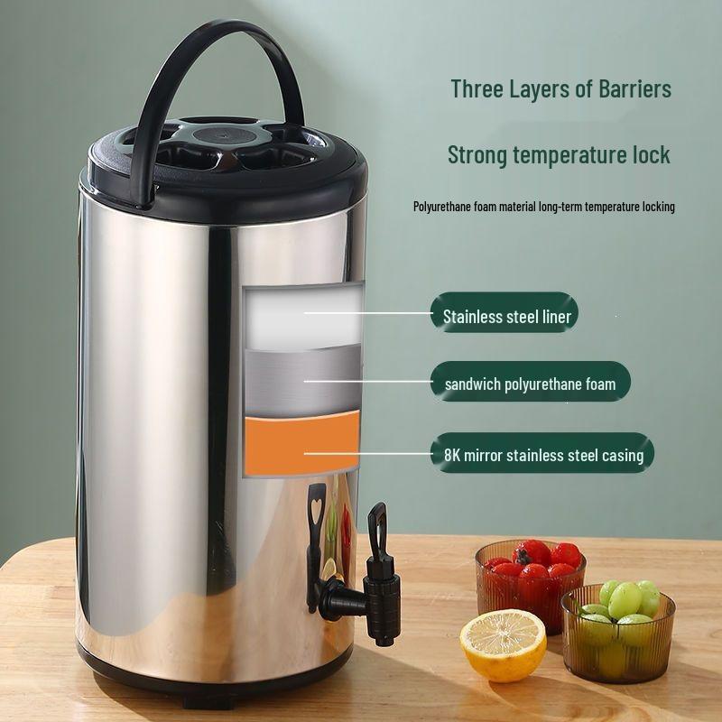 304 Stainless Steel Milk Tea Bucket - Large Capacity for Hot/Cold Preservation and Soy Milk