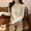 Crew Neck Knitted Top Women's Spring Soft Waxy Versatile Sweater Fashionable Twist Design Inner Bottoming Shirt