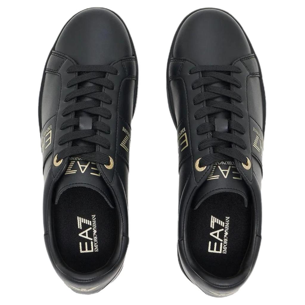 Emporio Armani EA7 Leather Round Toe Lace-Up Low-Top Sneakers Unisex sneakers Black 7X000332AF10848MZ177