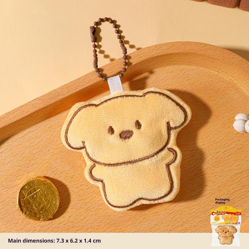 1/2Pcs Cute Cartoon Simulation Biscuit Bear Plush Pendant Keychain Kawaii Stuffed Doll Backpack Pendant Decorative Accessories