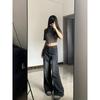 Vaqueros negros Vintage de cintura alta para mujer, ropa de calle Grunge Y2k de los años 90, pantalones vaqueros rectos lavados informales de moda coreana