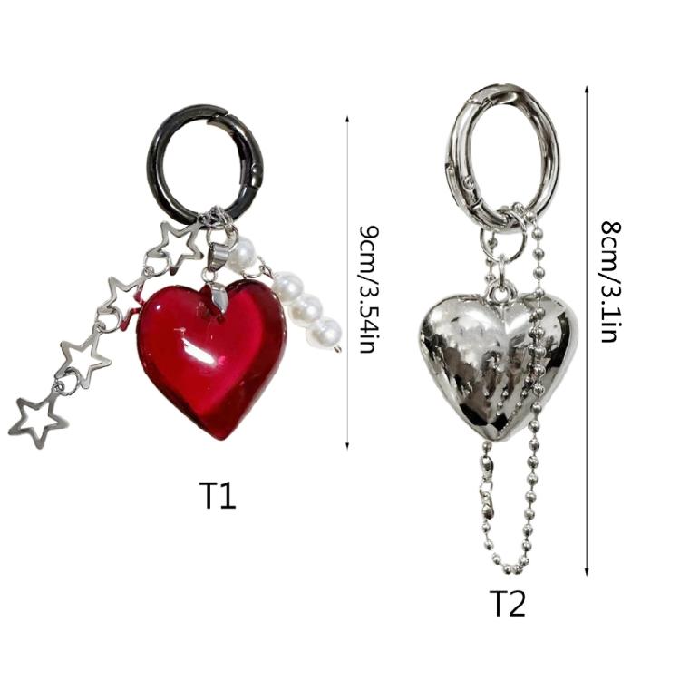 Elegant Heart Key Rings Bag Decoration Alloy Keychain Jewelry for Bags Car Keys