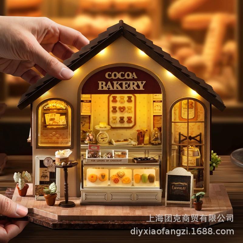 Wooden DIY Miniature House Kit - Baking Room Plant Studio Model Adults 15