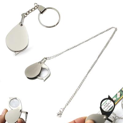 Tragbarer 10-fach faltbarer Schlüsselanhänger, Mini-Lupe, Schlüsselanhänger oder lange Kette, Lupe, Schmuck, langlebig, Lupe, Taschenwerkzeug, Geschenkzubehör