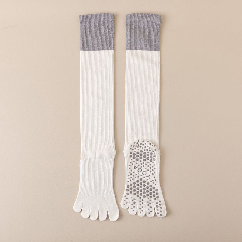 

New Arrival Five Finger Yoga Socks Children s Professional Sports Anti-Slip Long Tube Split Toe Pilates Compression Calf Socks Fall and Winter White (stockings)