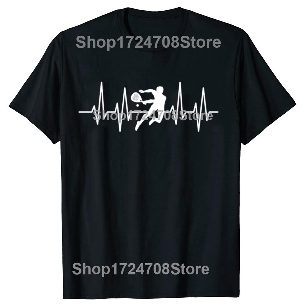 Padel Player Heartbeat Funny Tennis lovers T-shirts Men Women's Fashion Casual Tshirt 100% Cotton Loose Oversized T Shirt