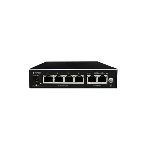 Switch - LEVELONE - FEP-0631 - 6 ports Fast Ethernet - 4 ports PoE 802.3af/at - Métal