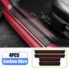4x Red Carbon Fibre Leather Car Door Sill Protection Cover Sticker Accessories