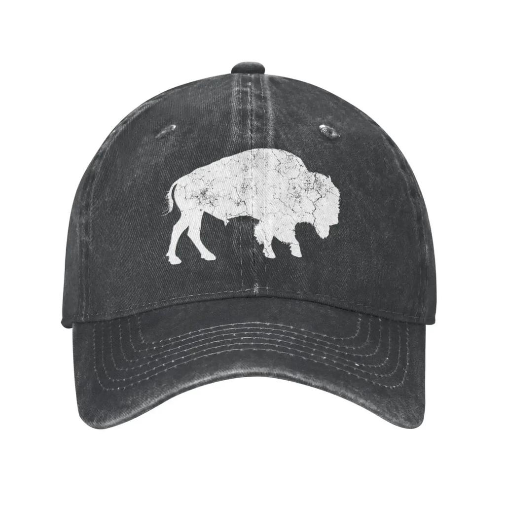 Bison Animal Lover Gifts Cowboy Hat Trucker Hat Baseball Hat Snapback Golf Hat Summer Hats Distresseded Buffalo Vintage