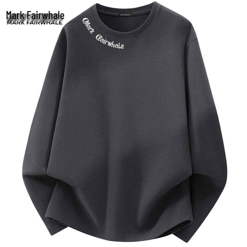 Mark Fairwhale Men's Waffle-Knit Long-Sleeve Round-Neck T-Shirt