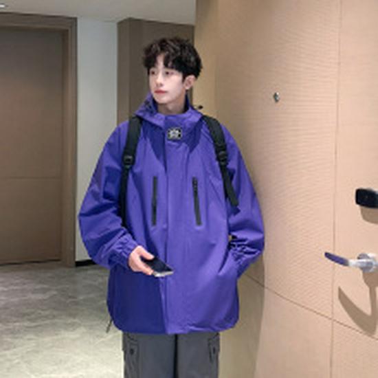 Unisex Autumn Color Blocked Windbreaker, Hard Shell with Taped Seams, Waterproof & Windproof Couple Jacket for Outdoor Mountaineering.