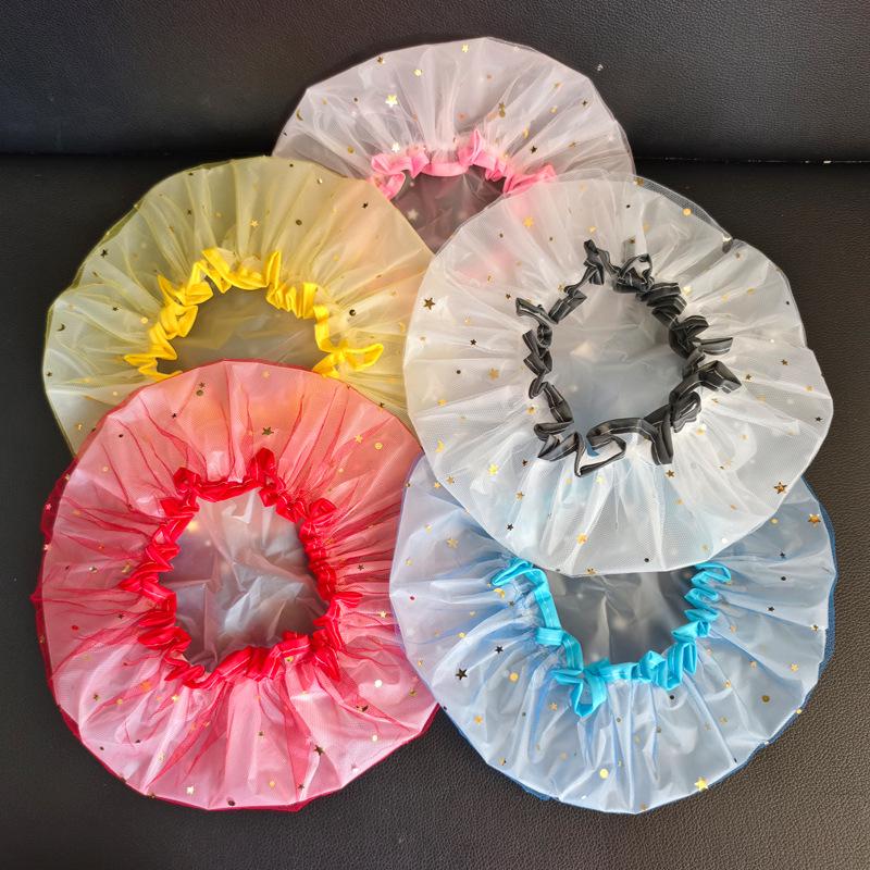 Double-Layer Waterproof Mesh Shower Cap for Women