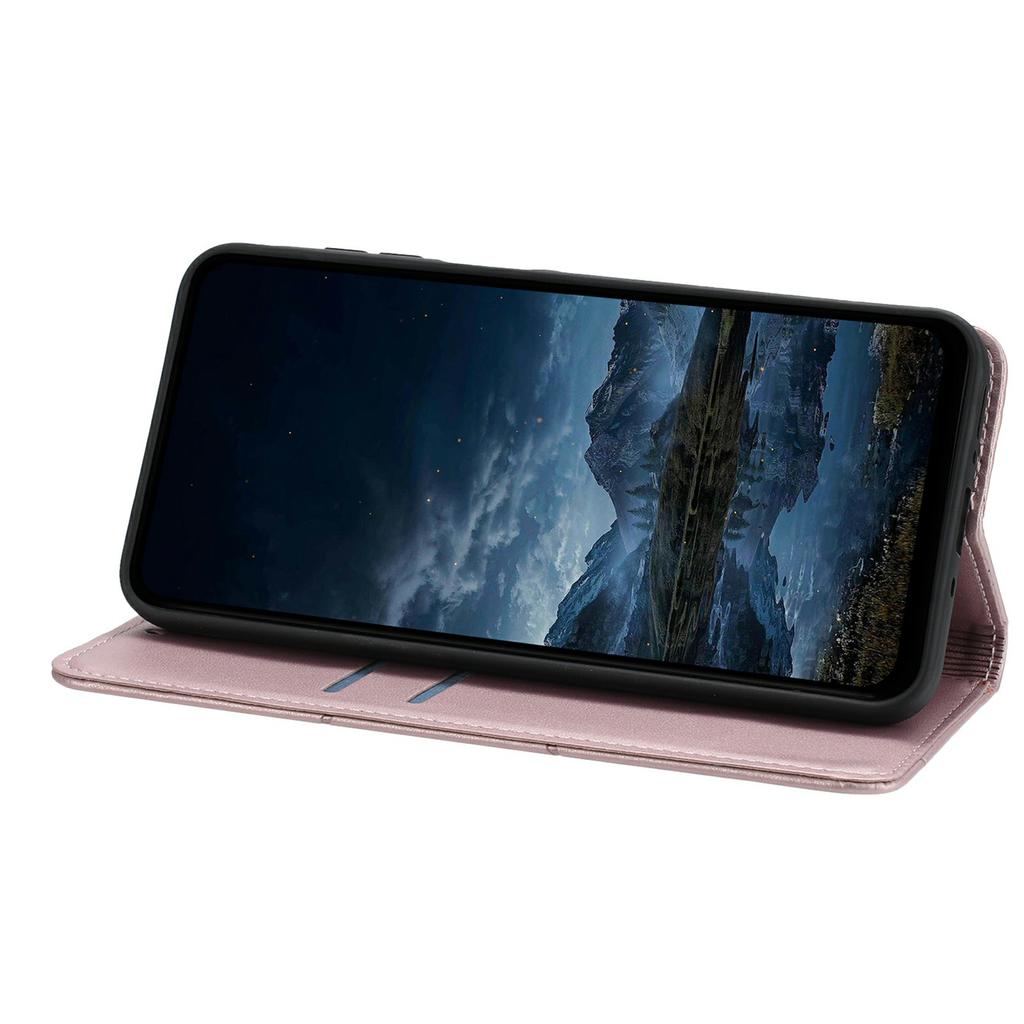 Wallet Case for Xiaomi Poco C75 4G/Redmi 14R 5G/14C 4G Line Imprinted Leather Stand Phone Cover with Wrist Strap