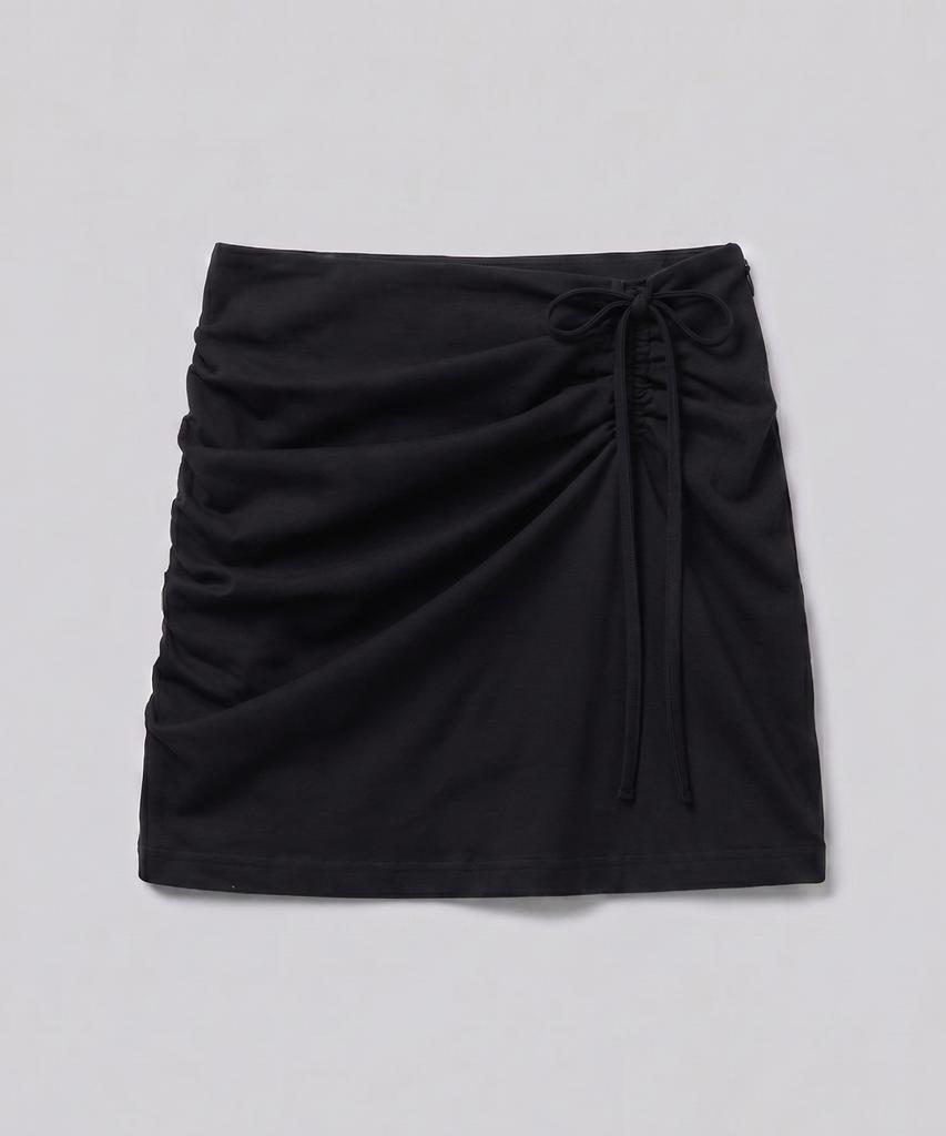 Chix String Draped Shirring Skirt White