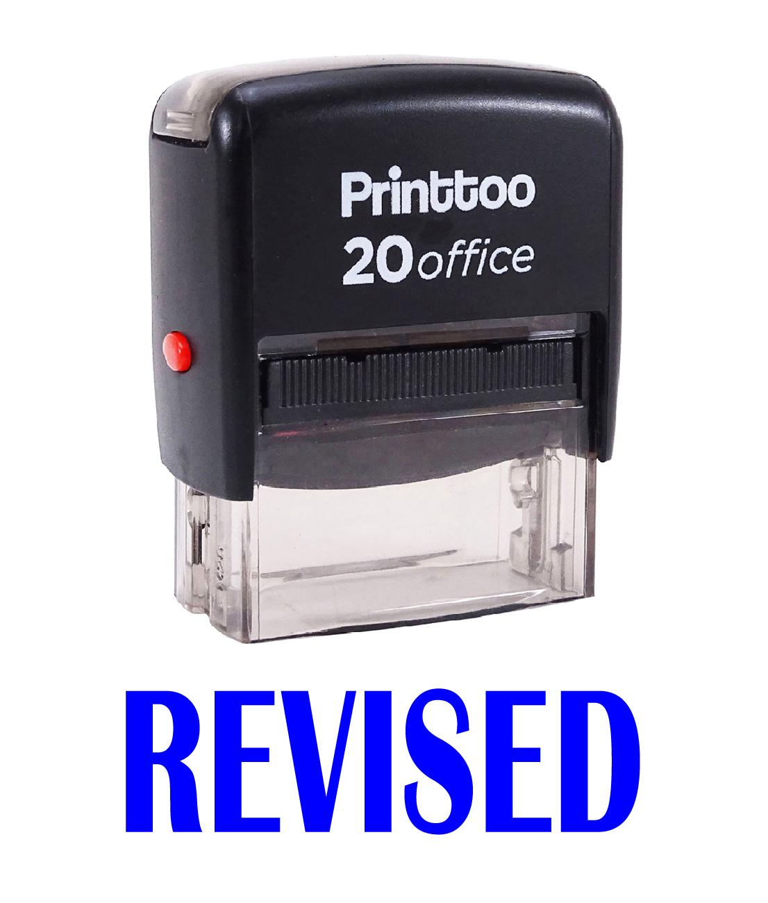 

Printtoo Rubber Stamp Office Stationary REVISED Self Inking Custom 14 mm x 38 mm (Approx) синій