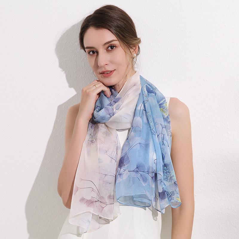 Shanghai Story New Mulberry Silk Scarf Women's Summer Thin Versatile Printed Shawl Mom Gift Scarf
