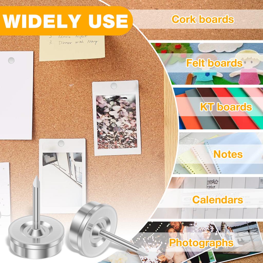 60/120PCS Round Head Thumbtacks Magnetic Push Pins Flat Thumb Tacks Reusable Push Pins for Office School Supplies