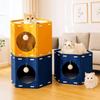 Japanese Style All-in-one Cat House Hole Design Stackable Cat Castle House Sturdy Hexagon Cat Condo Four Seasons