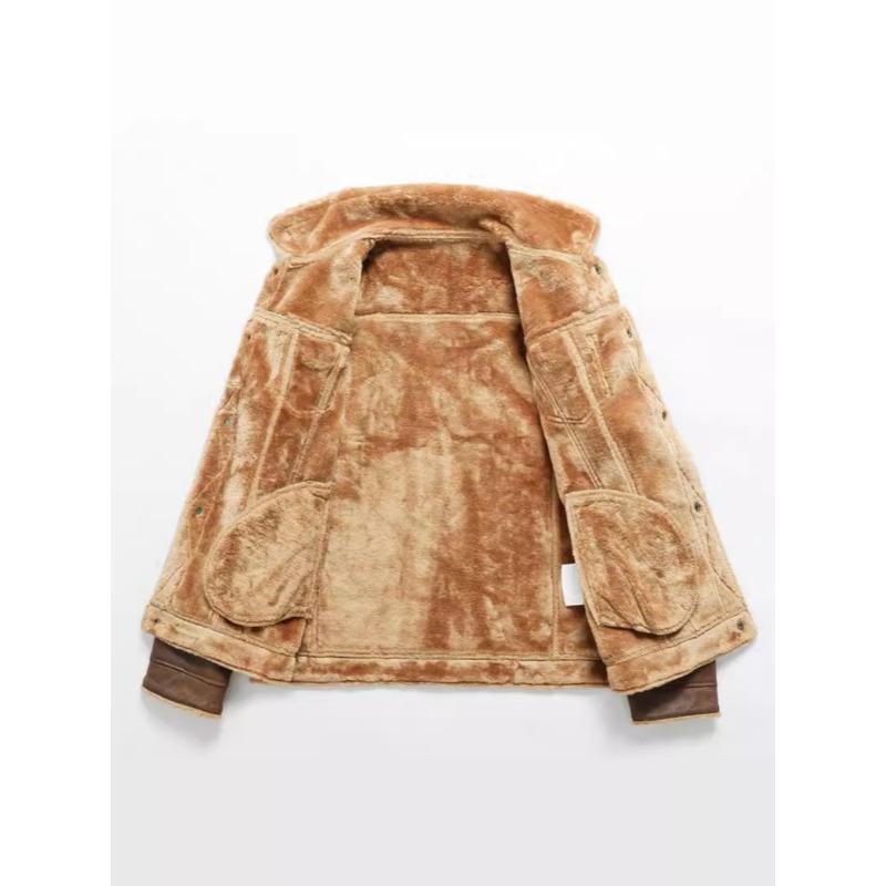 New Fashion Men Diagonal Zipper Leather and Fur Integrated Jackets and Coats Male Fleece Warm Leather Jackets Slim Fit Jaquetas