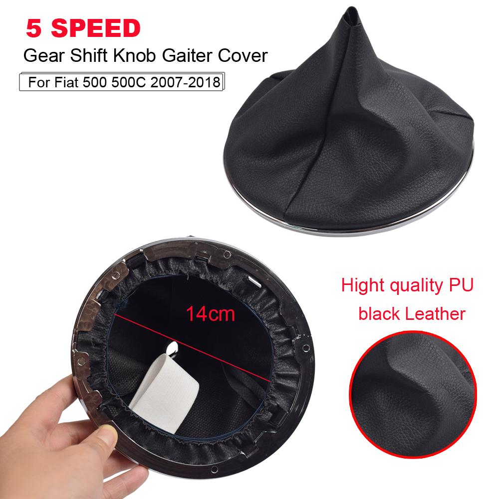 For Fiat 500 500C 2007 - 2018 5 6 Speed Gear Shift Knob Sitck Head Leather Gloss Black Cap Replacement
