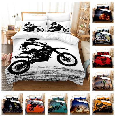 3D Motorcycle Bedding Set Industrial Style Duvet and Pillowcase 2/3pcs AU140 * 210 Single/double Bed Holiday Gift Microfiber Soft Home Textile
