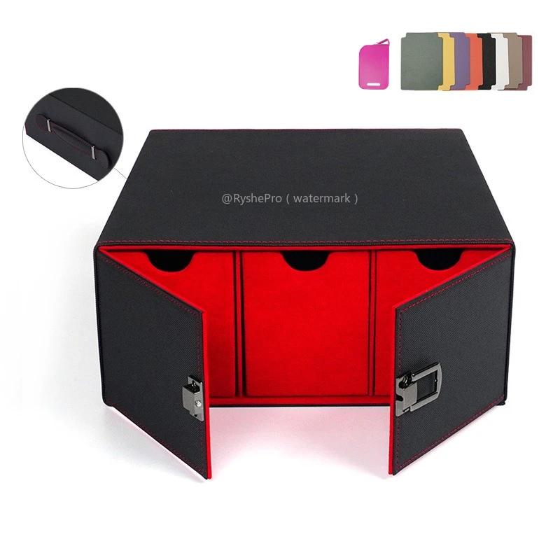 Large Capacity Card Deck Box Holds 1000+ Trading Cards PU Leather Handheld Card Storage Box for MTG TCG Baseball Sport Cards