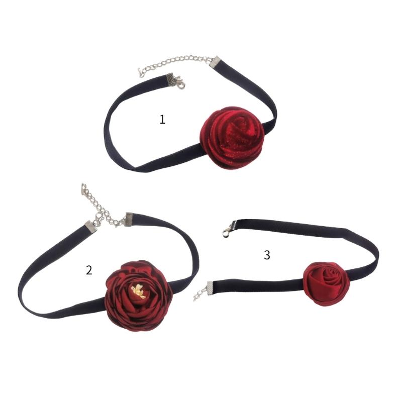 Collana a Fiore di Rosa Grande Temperamento Collare Largo Choker per Donna Lady Catena da Collo alla Moda Gioielli per Matrimonio Capodanno Festa