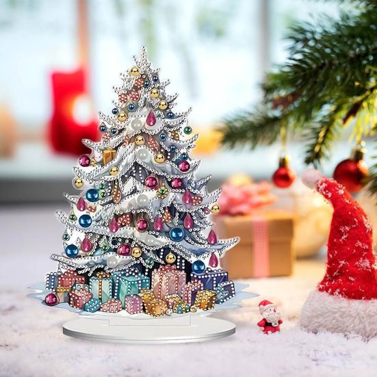 Christmas Tree Ornaments Acrylic Rhinestone Art Painting Table Decor Relaxing Xmas Crafts Unique Festive Holiday Gifts