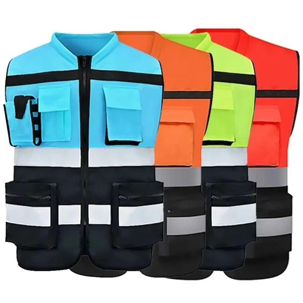 With Pocket Reflective Vest Warning Construction Clothes Outdoor Safety Clothing  Motorcycle
