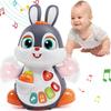 Wanonoo Easter Bunny Toys for 6 To 12 Months Baby Musical Crawling Toy for 1 Year Old Gilrs Boys, Light Up Walking Interactive Toys, Easter Gifts for