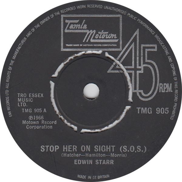 7inch Record EDWIN STARR - Stop Her On Sight (S.O.S) TMG905 Tamla Motown 1974 UK Soul/Funk Used