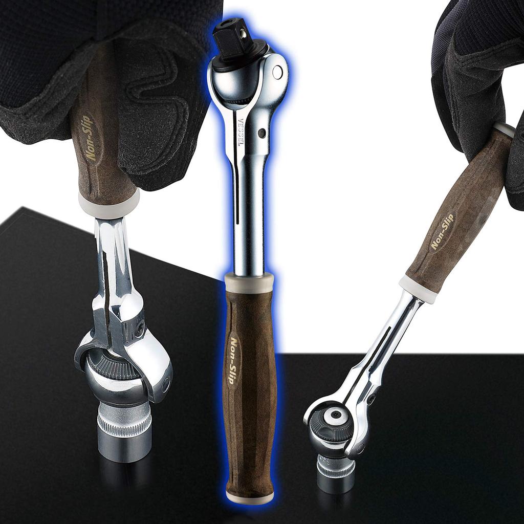 VESSEL Woody Swivel Socket Wrench Set Grip Inch Drive Non-Slip 1/4 (6.35mm) 21pcs. HRW2004M-SW
