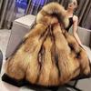 Winter New Wool Cotton Clothes Medium and Long Women's Removable Imitation Raccoon Hair Liner Thickened Large Size Imitation Fur Jacket