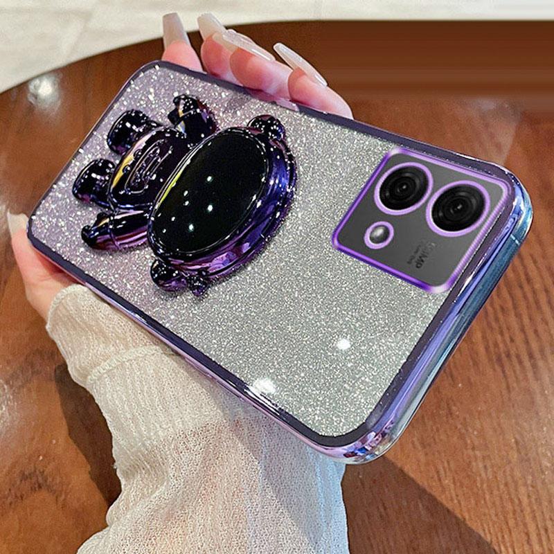 

Для Motorola Moto G84 5G Блестящий чехол для телефона с подставкой для астронавта ПК + ТПУ Purple